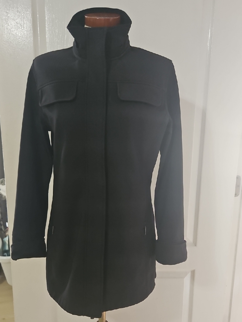 Woolrich Black Stand-Collar Pea Coat